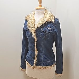 Vintage Billibong Denim Faux Fur Jacket
